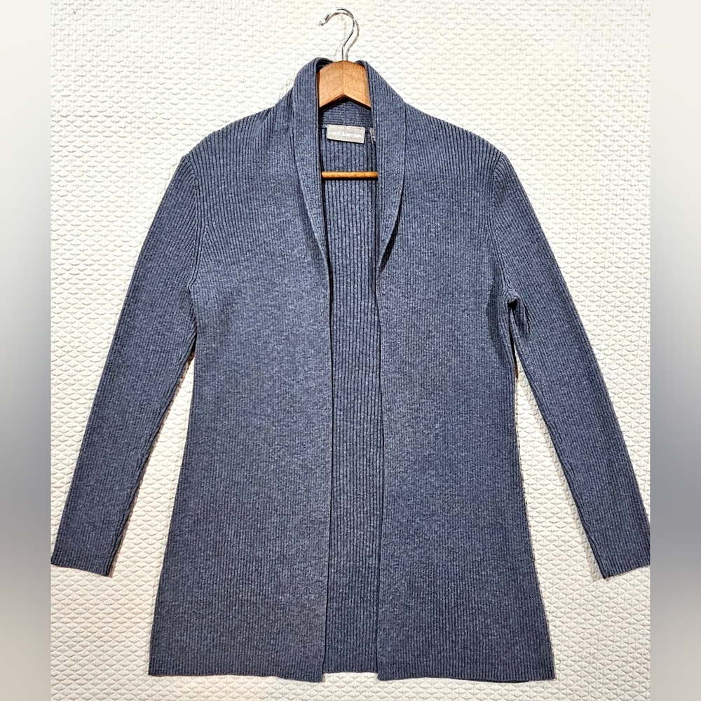 Croft & Barrow Modern Gray Open Front‎ Knit Cardigan Sweater Size S